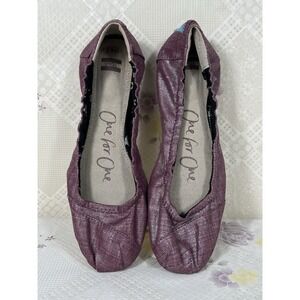 TOMS Ballet Flats - purple/magenta metallic burlap - size 6.5